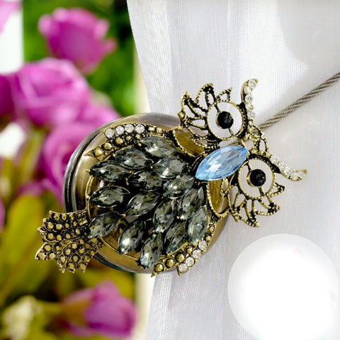 Owl Rhinestones Magnet Curtain Clip