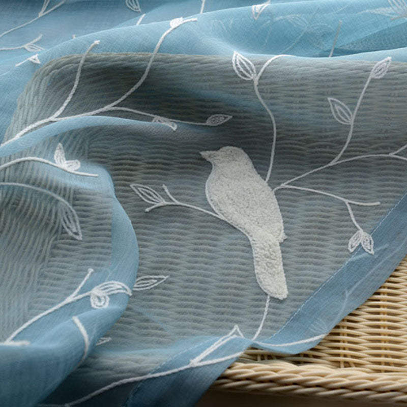 Simple Embroidered Bird Curtains
