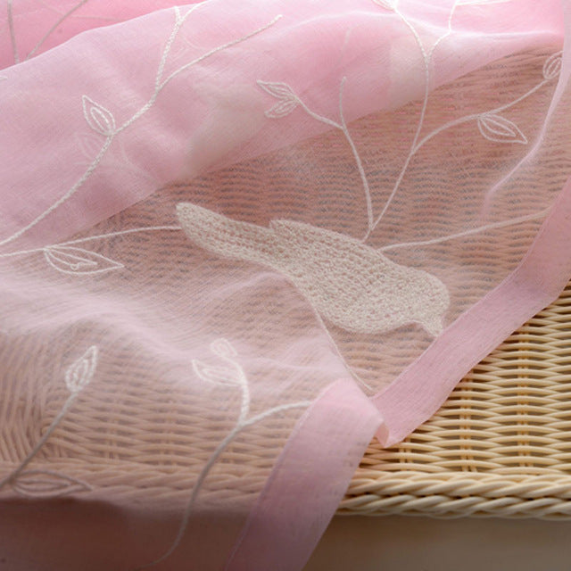 Simple Embroidered Bird Curtains